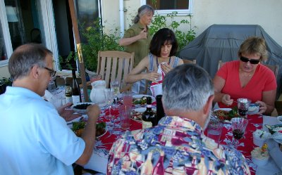 Jan made sure guests was offered servings of each dish and a full glass of whatever they wanted to drink.