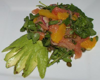 The Salmon Citrus Salad from The Copper Hog restaurant in Bellingham, Washington.