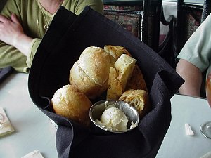 Artistic arrangement of bread for presentation at Salty's.