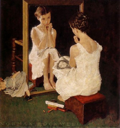 Mirror - Painting by Norman Rockwell.