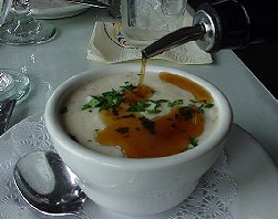 Clam Chowder with sherry.