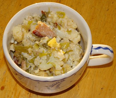 Leeks and cauliflower casserole.