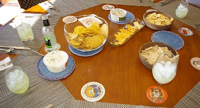 Snacks and drinks on a hot day.