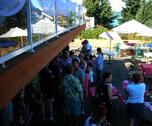 People preferred the shade where the food and drink was withing easy reach.