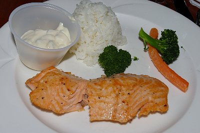 The $4.95 early-bird salmon dinner at Quinault - Ocean Shores Washington Adventure.