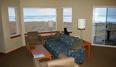 The living room of our condo at Mariner Village - Ocean Shores Washington Adventure.