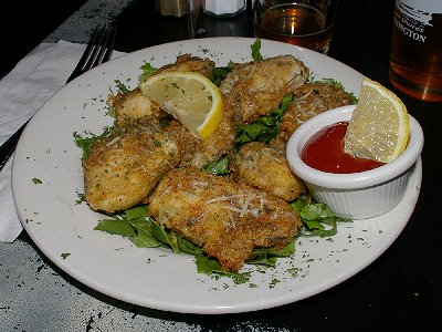 The fried oyster appetizer from Galway Bay - Ocean Shores Washington Adventure.