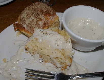 Biscuit and gravy from the Rusty Pelican in Edmonds, Washington.