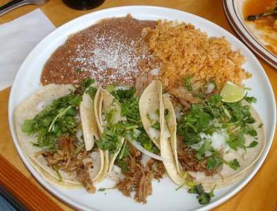 Tacos from the Funky Iguana Restaurant in Tacoma, WA.