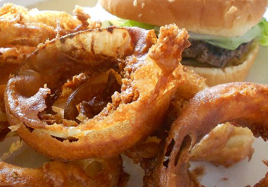 Cheese Burger and Onion Rings from Fergies On The Ave in Tacoma- image.