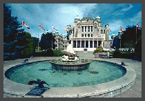 A picture of the Parliament grounds fountain