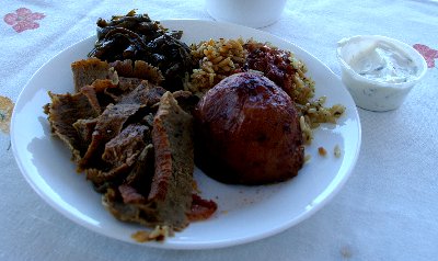 My plate of a Greek Feast from It's Greek to Me restaurant in Tacoma.