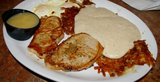 Two pork chop breakfast at Hawks Prairie in Lacey, Washington - image.
