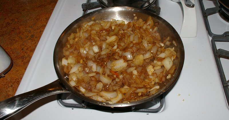 Carmelized Onions for the stuffing - Photo.