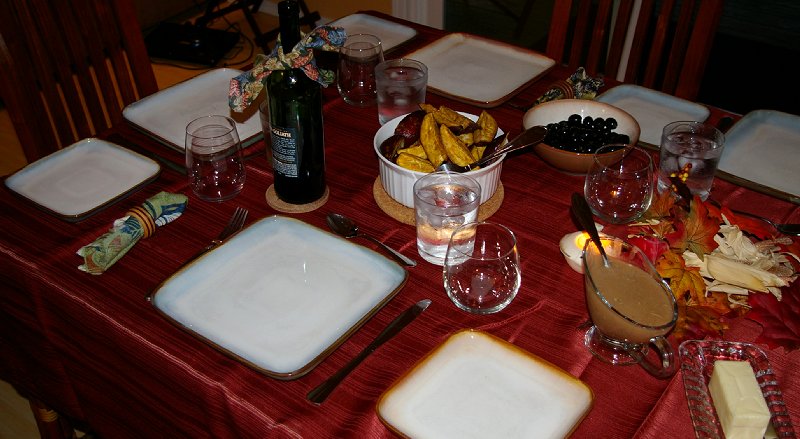 The left half of the Thanksgiving table - Photo.