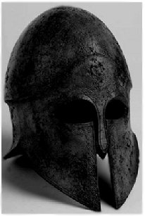 An ancient Greek helmet.