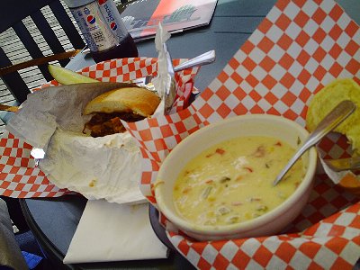 Pulled pork and prawn chowder in La Conner, Washington - Photo.