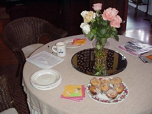 Donut muffins and flowers.