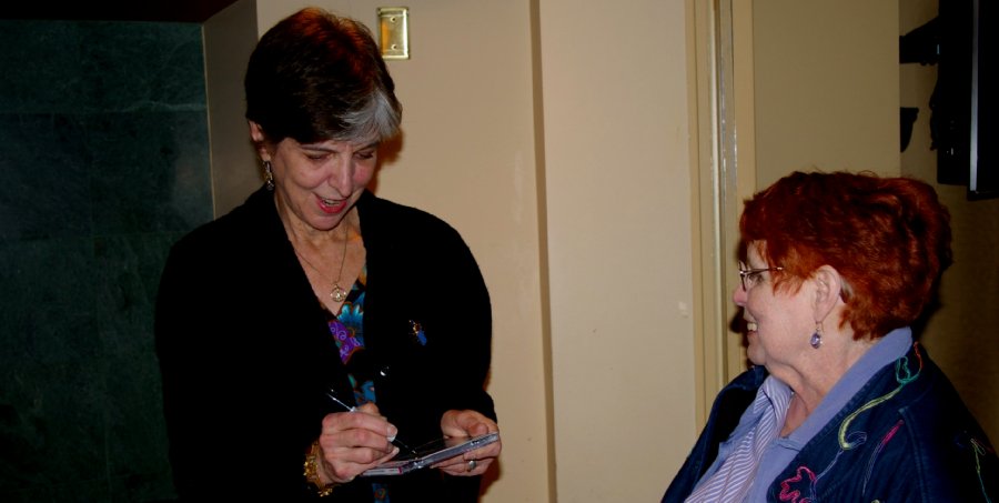Marcia Ball autographing Peg's new Marcia Ball CD in Olympia, Washington - photo.