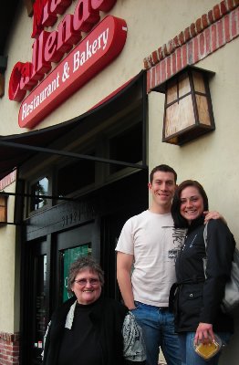 Pat, Marie and Garret outside the Federal Way Marie Callender.