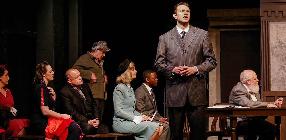 Fred played by Cannon Jones and Cast of Miracle on 34th Street at Tacoma Little Theatre - Photo courtesy Dennis K Photography - image.