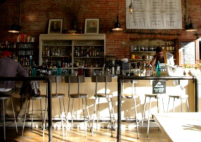 The bar at the Oddfellows Café and Bar, Seattle, Washington.