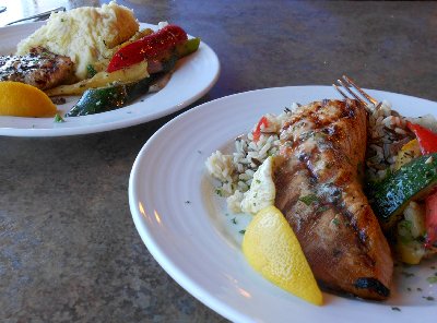 Salmon dinners from Budd Bay Caf in Olympia, Washington.