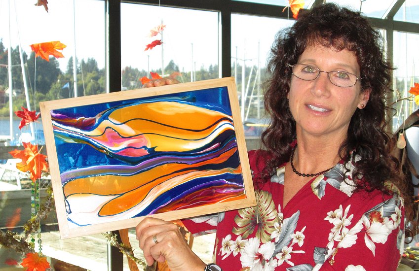 Marina Kuran and her art at the Splash Gallery in Olympia, Washington - Photo Image.