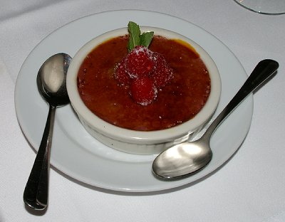 Raspberry brulee from the Waterstreet Cafe in Olympia, Washington.