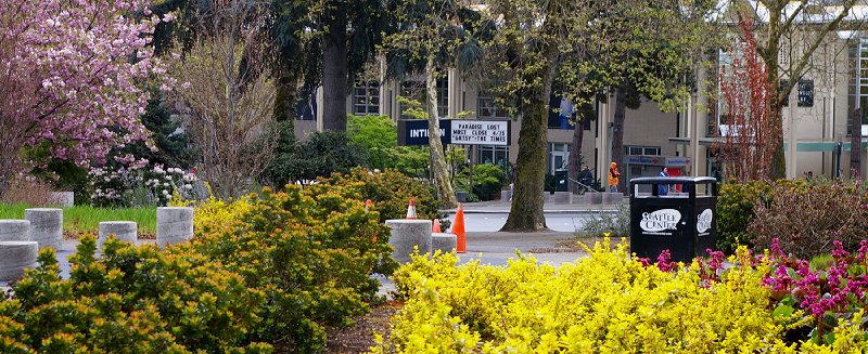 A small park across from Seattle Rep and An Iliad production.