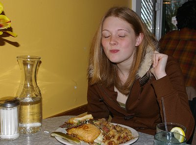 Vanessa enjoyed her Philly Cheese and friend potatoes.