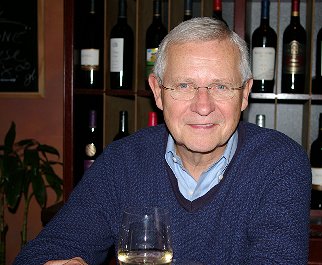 John Lantz enjoying a discussion at the Cafe Divino in Tacoma, Washington - Photo.