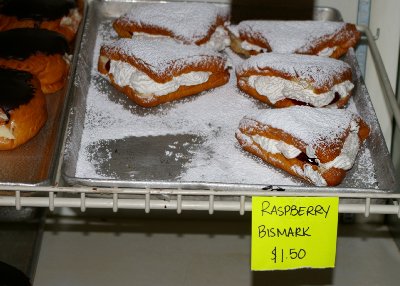 the raspberry bismarks from the Pioneer Bakery in Puyallup, Washington.