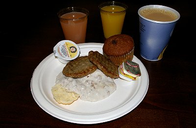 My breakfast from the Holiday Inn Express on South Hill in Puyallup Washington.