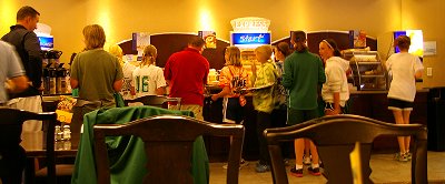 The dining room at the Holiday Inn Express on South Hill in Puyallup Washington.