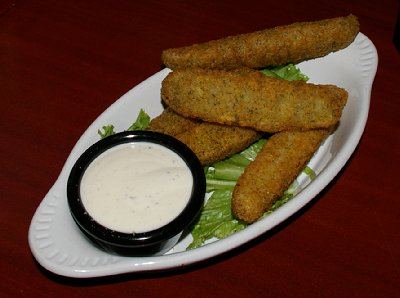 Deep fried pickles from the Midtown Station restaurant in Sumner, Washington..