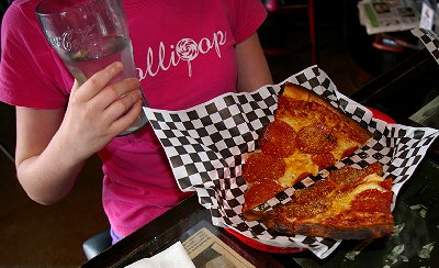Pepperoni pizza slices from Sparks Deli in Puyallup, Washington.