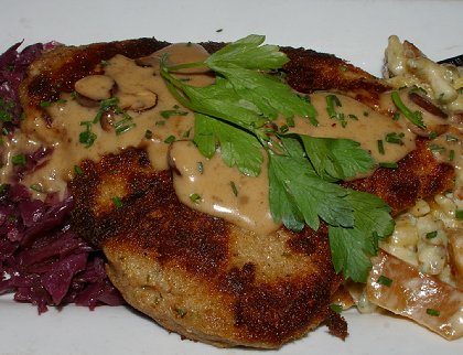 Jaeger Schnitzel at Belltown Pub in downtown Seattle - image.