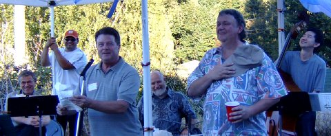Randy and Don mug it up during the reading of the original vows.
