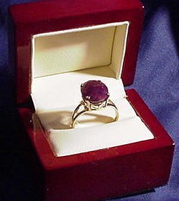 Peg's 4.2 ct ruby ring.