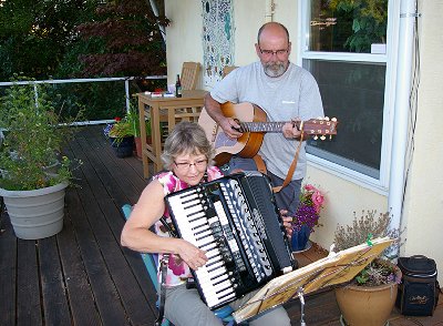 Sue and Randy performing on our deck.