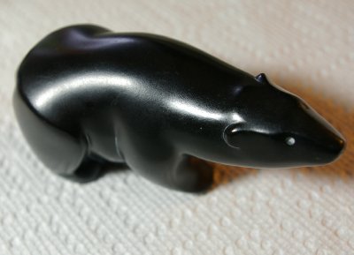 BOMA black polar bear carving.