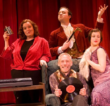 Bradetta Vines, Danny Kam, Taylor Niemeyer, and Bruce Hurlbut (Producer) standing in as Man in Chair - Drowsy Chaperone Seattle Musical Theatre Photo by Danielle Barnum.