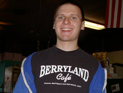 Mike the waiter at Berryland Cafe in Sumner, Washington.