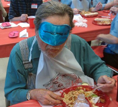 Blindfolded spaghetti eating at TACID in Tacoma.