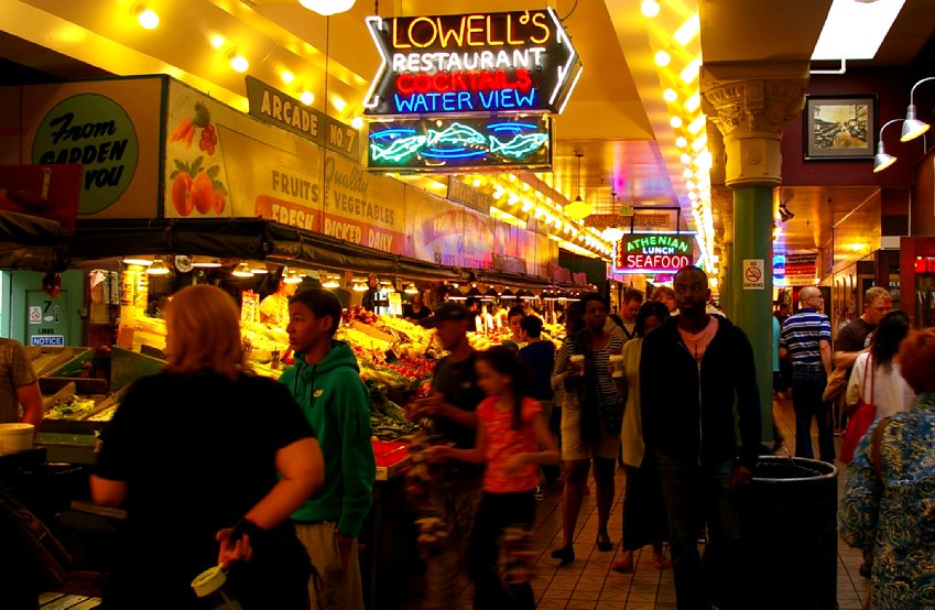 Lowell's restaurant sign at Pike Place Market - image.