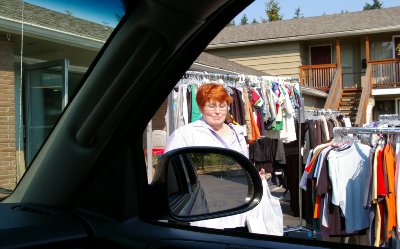 A thrift store parking lot sale in Bellevue.