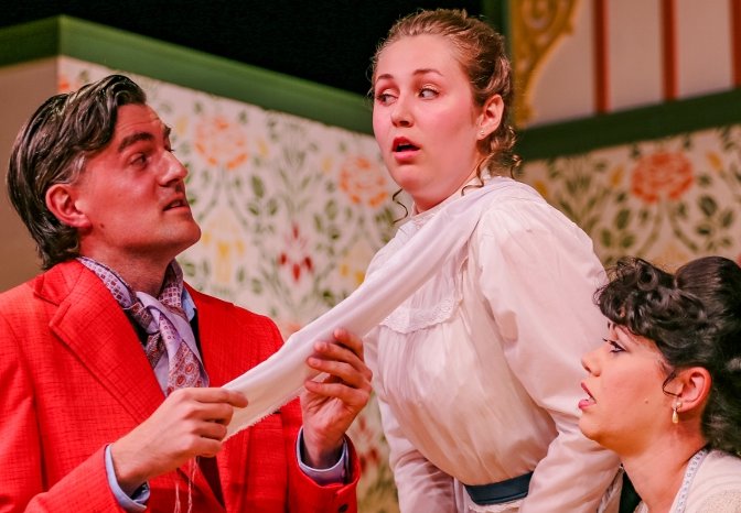 Ben Stahl, Cassie Jo Fastabend, and Deya Ozborn in The Underpants at Tacoma Little Theatre - Photo by Dennis K Photography - image.