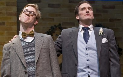 Randy Scholz and Aaron Lamb from Jeeves in Bloom at Taproot Theatre.
