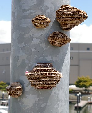 Artistic mushrooms or wasps nests at the Urban Art Festival 2011.